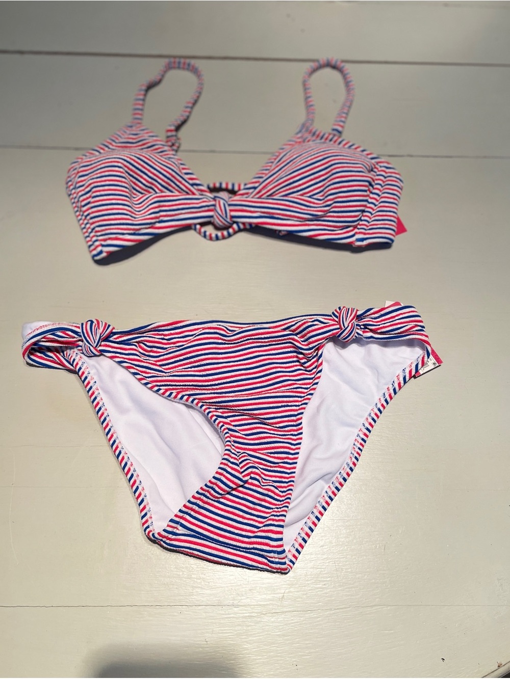 Victoria's Secret Red, White & Blue Striped Knot Bikini 4th of July